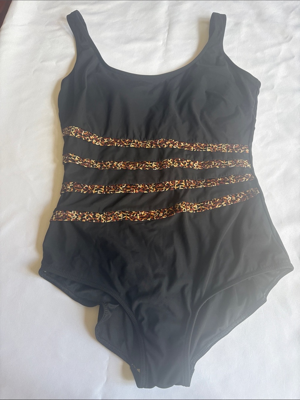 It Figures! Black One-Piece Swimsuit with Leopard Trim